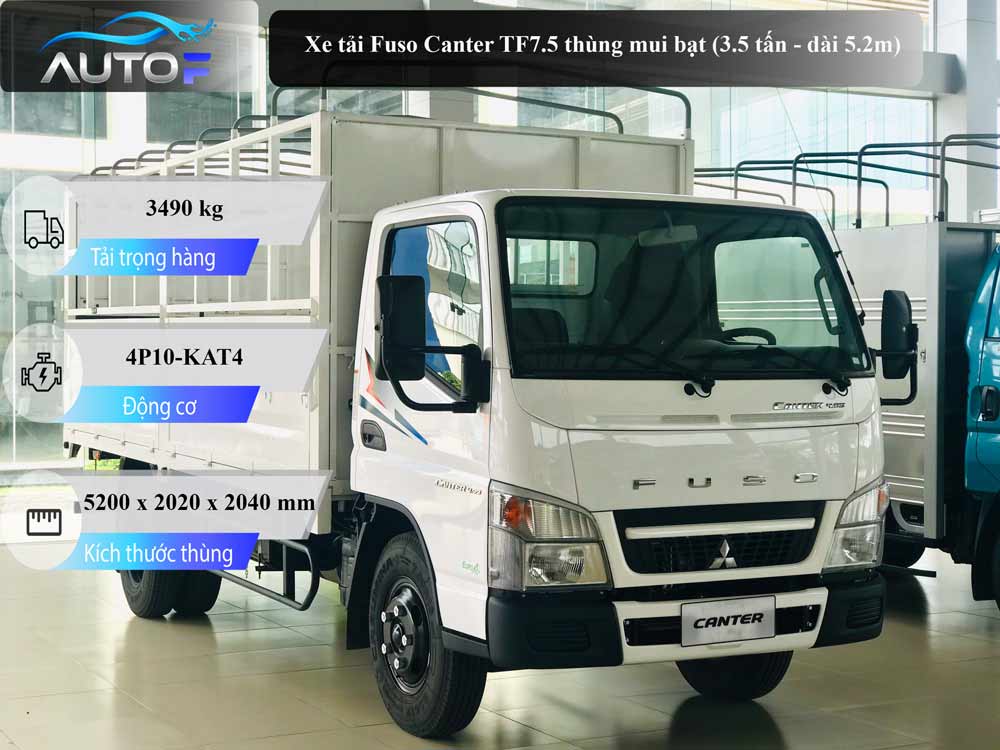 Xe tải Fuso Canter TF7.5 thùng mui bạt (3.5 tấn - dài 5.2m)